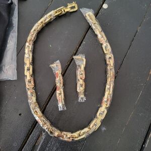 Eddie Borgo NWT Women's Supra Gold Chain Link Necklace Earrings Set